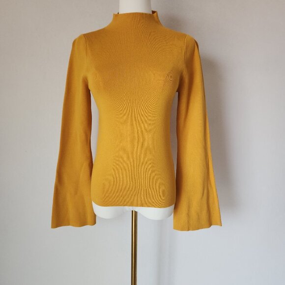 NWT Maeve By Anthropologie Bell Sleeve Mock Neck Sweater Orange - Picture 3 of 11